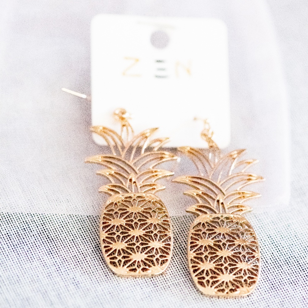 Large Gold Pineapple Earrings
